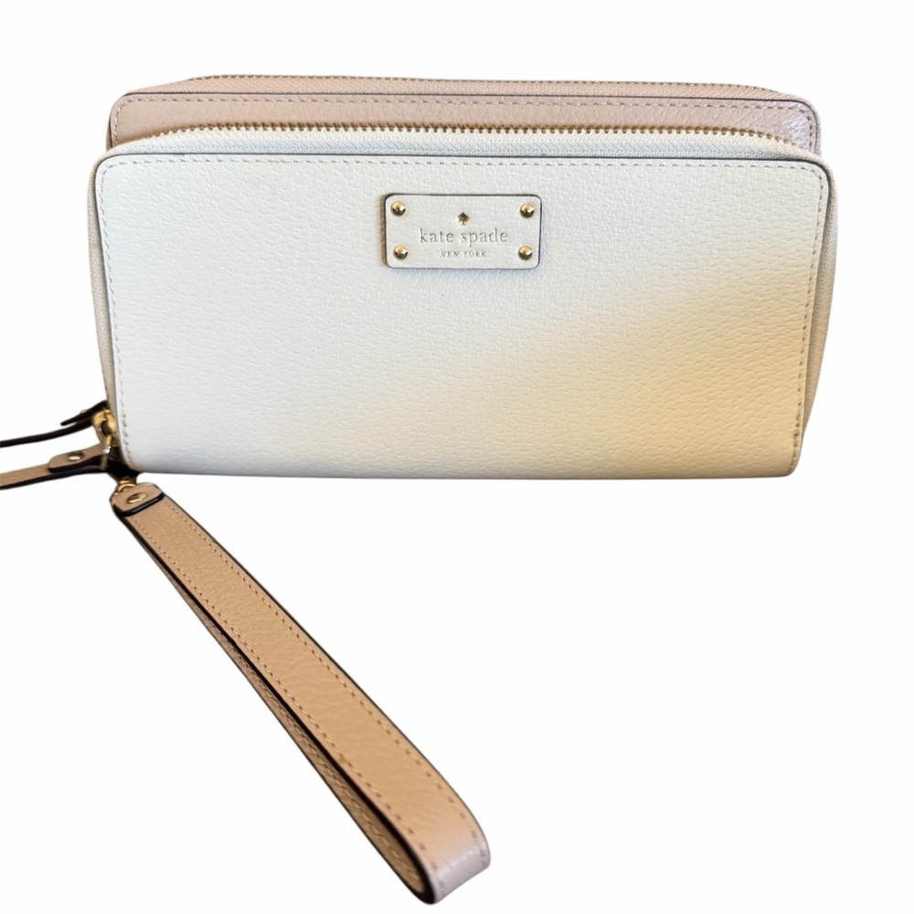 Kate Spade Grove Street Anita Double-Zip Nude & Pink Wristlet Clutch Wallet